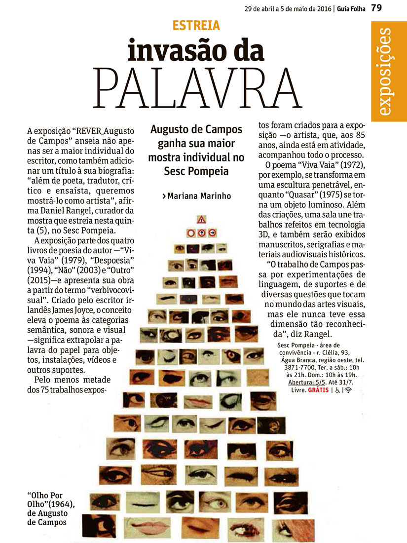 Folha de São Paulo – Guia – 29.04.2016 | ICCo, São Paulo, Brazil